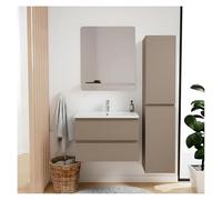 MOB-IN Ensemble Meuble Simple Vasque Sorrento 60 cm + Robinet + Miroir + Colonne