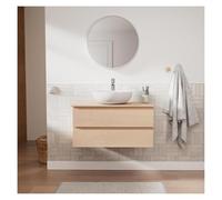MOB-IN Ensemble Meuble Simple Vasque Sorrento 80 cm + Vasque + Robinet + Miroir