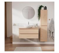 MOB-IN Ensemble Meuble Simple Vasque Sorrento 80 cm + Vasque + Robinet + Miroir + Colonne