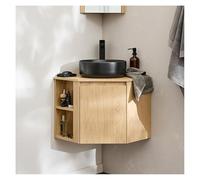 MOB-IN Ensemble Meuble sous Vasque d'angle Sorrento + Vasque Noire + Robinet
