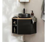 MOB-IN Ensemble Meuble sous Vasque d'angle Sorrento + Vasque Noire + Robinet