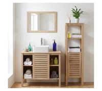 MOB-IN Ensemble Simple Vasque 90cm TALIX chêne avec Robinet, Miroir et Colonne