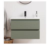 MOB-IN Ensemble Simple Vasque Sorrento 60cm avec Plan céramique et Robinet Noir