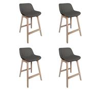 MOB-IN Lot de chaises Mellow d'îlot et Bar en chêne et Assise Tissu 65cm