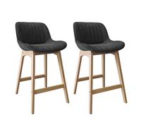 MOB-IN Lot de chaises Norden de Bar en chêne et Tissu Velours côtelé H65cm
