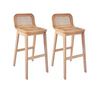MOB-IN Lot de chaises Sana d'îlot et Bar en chêne et Assise cannage 65cm