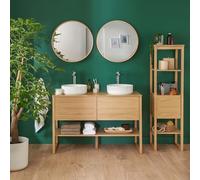 MOB-IN Meuble Atoll Double 120cm chêne Colonne vasques robinets miroirs