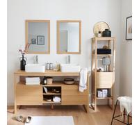 MOB-IN Meuble Atoll Double 140cm chêne vasques robinets miroirs Colonne