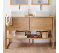 MOB-IN Meuble de Salle de Bain 120 cm avec vasques Blanches carrées Atoll