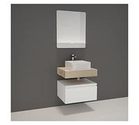 MOB-IN Meuble de Salle de Bain Will - Plan Suspendu 60 cm + Vasque + Miroir + Meuble tiroir + Equerres