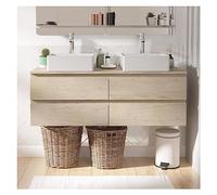 MOB-IN Meuble Double Vasque 120cm avec Plan Bois Sorrento Décor chêne + Vasque