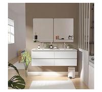 MOB-IN Meuble Double Vasque 120cm avec Plan céramique Sorrento Blanc + Miroir