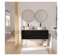 MOB-IN Meuble Double Vasque Sorrento Suspendu avec Plan Effet Bois 120 cm
