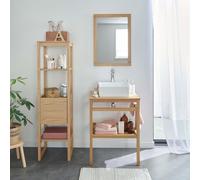 MOB-IN Meuble HOPP 60cm chêne, Vasque carrée, Robinet, Miroir, Colonne