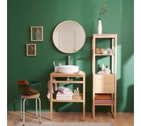 MOB-IN Meuble HOPP 60cm chêne Vasque Ronde Robinet Miroir Colonne