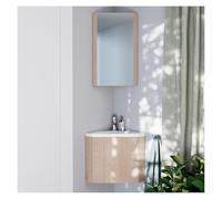 MOB-IN Meuble Lave-Mains d'angle décor chêne Koda + Robinet + Armoire Miroir