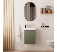 MOB-IN Meuble Lave-Mains Lisa + Robinet Noir + Miroir Ovale