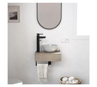 MOB-IN Meuble Lave-Mains Soho Plan épais Vasque Blanche + Robinet + Miroir