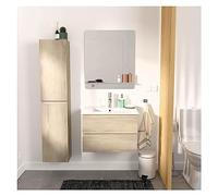 MOB-IN Meuble Simple Vasque 60cm avec Vasque, Miroir et Colonne Sorrento Décor chêne