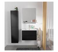 MOB-IN Meuble Simple Vasque 60cm avec Vasque, Miroir et Colonne Sorrento Noir