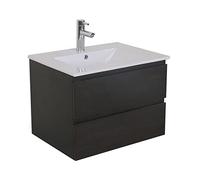 MOB-IN Meuble Simple Vasque 60cm Sorrento Décor chêne Carbonne + Vasque