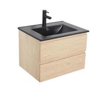 MOB-IN Meuble Simple Vasque 60cm Sorrento Décor chêne + Vasque Noire