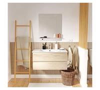 MOB-IN Meuble Simple Vasque 80cm décor chêne Sorrento + Vasque+Robinet chromé+Miroir