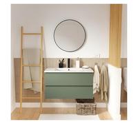MOB-IN Meuble Simple Vasque Sorrento 80cm décor chêne avec Robinet et Miroir