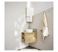 MOB-IN Meuble sous Vasque d'angle Sorrento avec Vasque, Robinet et Armoire