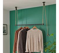 MOB-IN Penderie Suspendue Bois L100cm Noir avec Corde et poulie LANO