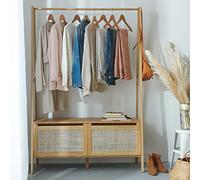 MOB-IN Portant vêtements Bois et cannage de rotin L110 x H165 cm ARKA Chêne