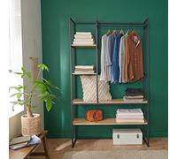 MOB-IN Portant vêtements Industriel en Bois et métal Noir 120x200cm