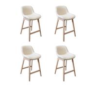 MOB-IN Tabourets de Bar 65cm en chêne et Assise Tissu Bouclette Milk - Lot de 4