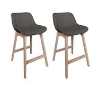 MOB-IN Tabourets de Bar 65cm en chêne et Assise Tissu Gris foncé Mellow - Lot de 2