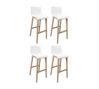 MOB-IN Tabourets de Bar 75 cm Tanna Pieds chêne Assise Plastique Blanche -Lot de 4