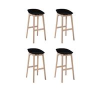 MOB-IN Tabourets de Bar Bois et Noir 75cm Riva | Lot de 4
