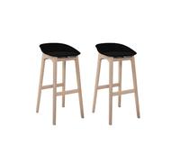 MOB-IN Tabourets de Bar Îlot Central H75cm Bois et Noir Riva | Lot de 2