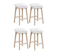 MOB-IN Tabourets d'ilot 65 cm Malmo Pieds chêne Assise Plastique Blanche -Lot de 4