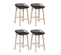 MOB-IN Tabourets d'ilot 65 cm Malmo Pieds chêne Assise Plastique Noire - Lot de 4