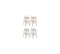 MOB-IN Tabourets d'ilot 65cm Riva Pieds chêne Assise Plastique Blanche - Lot de 4
