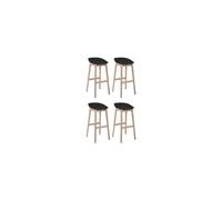 MOB-IN Tabourets d'ilot 65cm Riva Pieds chêne Assise Plastique Noire - Lot de 4