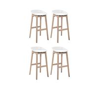 MOB-IN Tabourets d'ilot 75cm Riva Pieds chêne Assise Plastique Blanche - Lot de 4