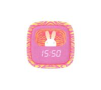 MOB - MOBILITY ON BOARD Réveil et Veilleuse pour Enfant Billy Clock Zèbre Rose - Face Avant Tissu - Programmation de la Date, de l'Heure et de 3 Alarmes (Rose)