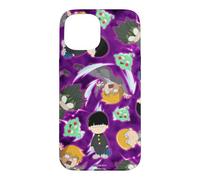 Mob Psycho 100 Repeating Chibi Characters on Purple Anime Coque pour iPhone 15