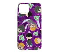 Mob Psycho 100 Repeating Chibi Characters on Purple Anime Coque pour iPhone 15 Plus