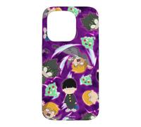 Mob Psycho 100 Repeating Chibi Characters on Purple Anime Coque pour iPhone 15 Pro