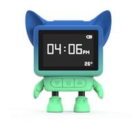 Mob - Réveil et Enceinte Bluetooth Enfant Dancing Clock, Danse en Musique, Écran LCD Émotionnel & Diffuseur Bruits Blancs Apaisants (Bleu)