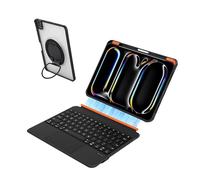 mobee Étui clavier pour iPad Pro 11" M4 2024/M5 2025 - Clavier rétroéclairé magnétique amovible avec pavé tactile, porte-stylo, support rotatif à 360° et mode portrait/paysage