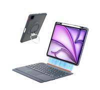 mobee Étui clavier pour iPad Pro 12,9" (3e/4e/5e/6e génération) et iPad Air 13" (M3/M2) - Clavier magnétique magnétique amovible rétroéclairé avec pavé tactile, porte-crayon et béquille rotative à 360