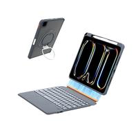 mobee Étui clavier pour iPad Pro 13" M4 2024/M5 2025 - Clavier rétroéclairé magnétique amovible avec pavé tactile, porte-crayon et béquille rotative à 360°